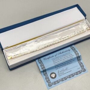 Elegant Gold and white gold plated certified Diamond Tennis Bracelet NIB